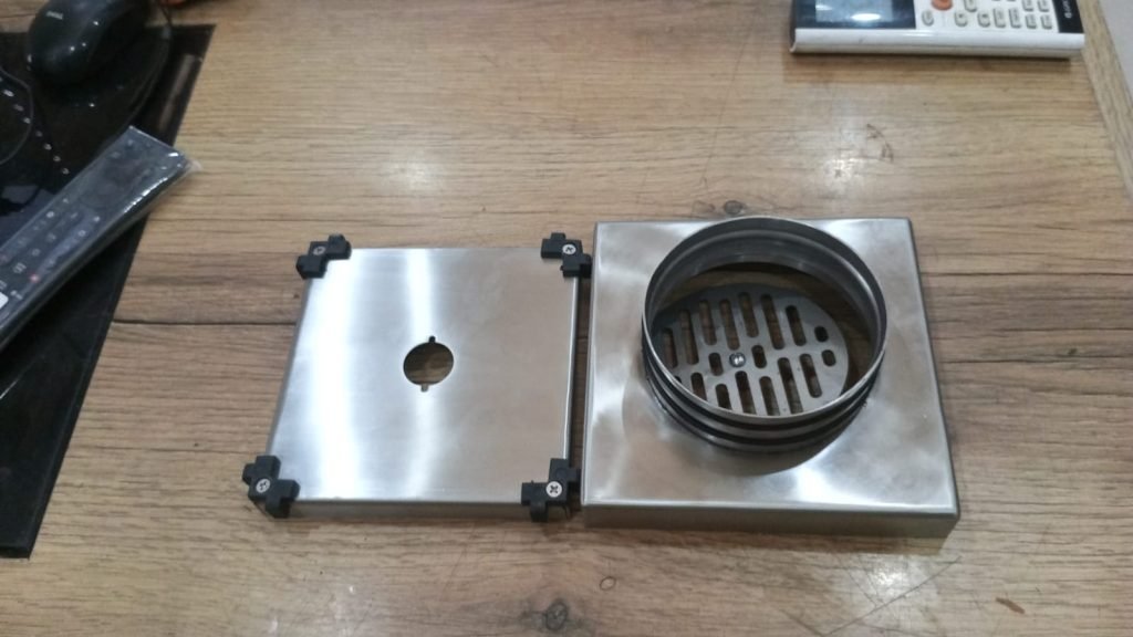 Fyeer Ss304 4 Inch Square Invisible Tile Insert Floor Drain